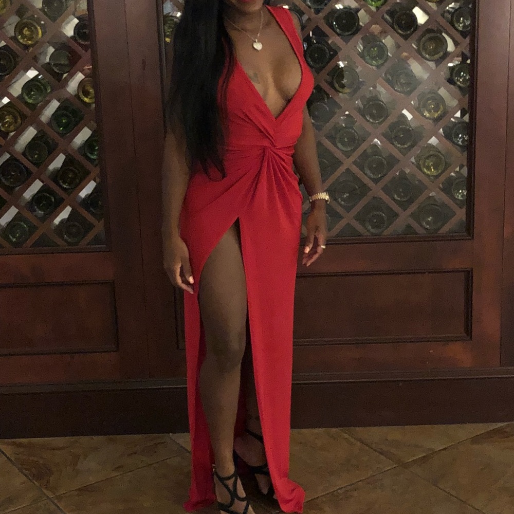 Red Silky wrap dress
